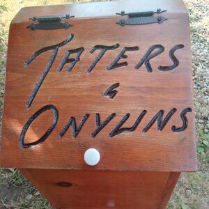Taters and onylins bin